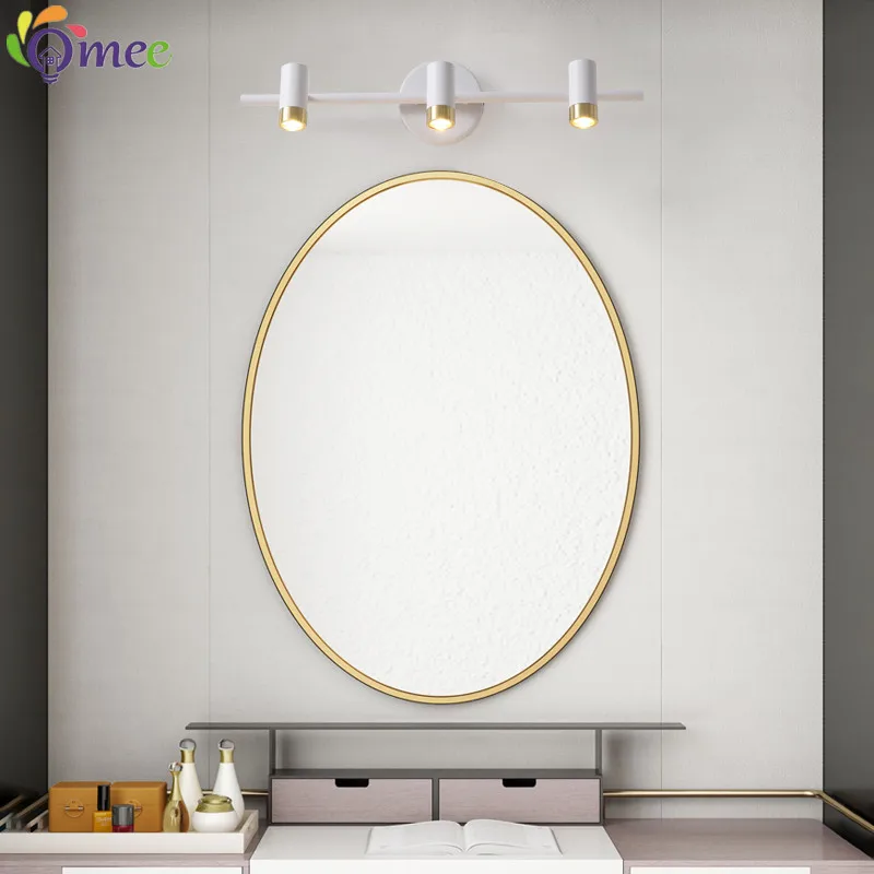 OMEE Nordic LED กระจกไฟหน้าโมเดิร์นสีขาวกระจกตู้ผนังห้องน้ำ Vanity Wall Spotlight กระจก