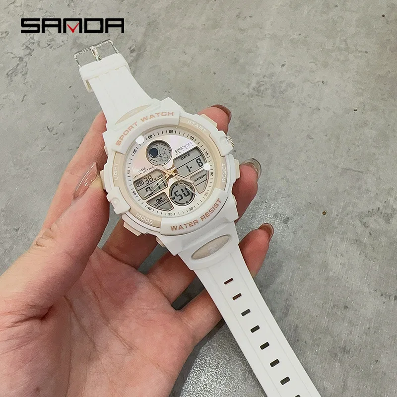 

SANDA Casual Fashion White Silicone Watch 2023 New Top Brand Multifunctional Men Watch Sports Watches Waterproof Reloj Hombre