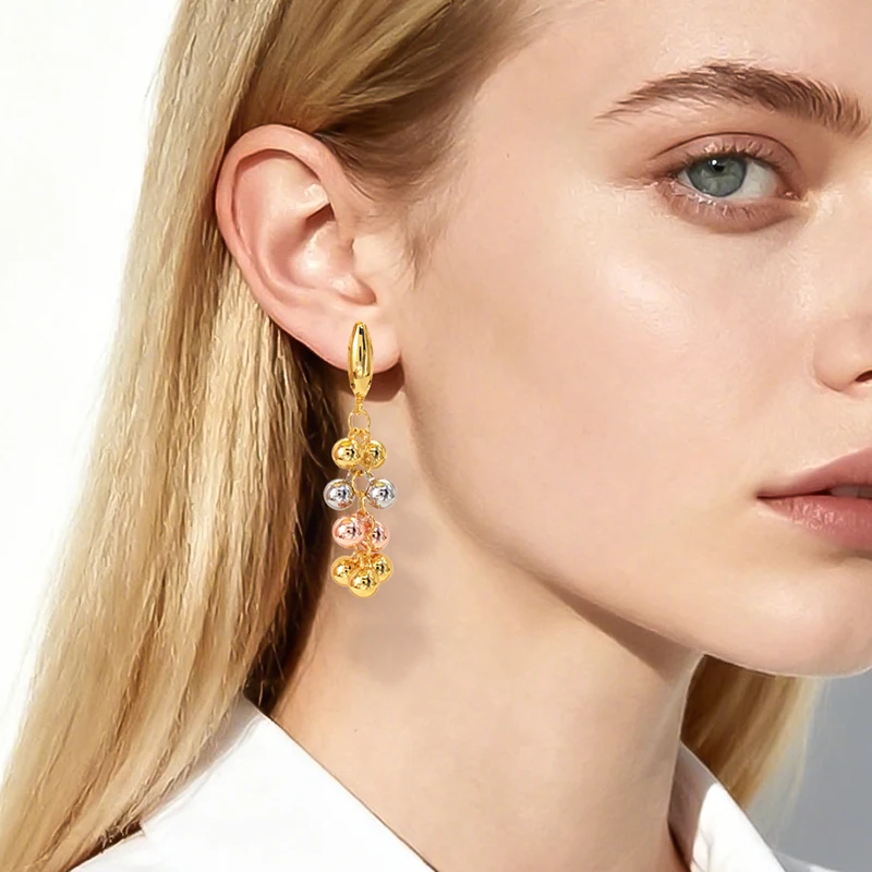 

YTJX 18K Copper Gold-Plated Punk Metal Colorful Ball Tassel Pendant Earrings Girls trendy Jewelry Accessories Gift Wholesale