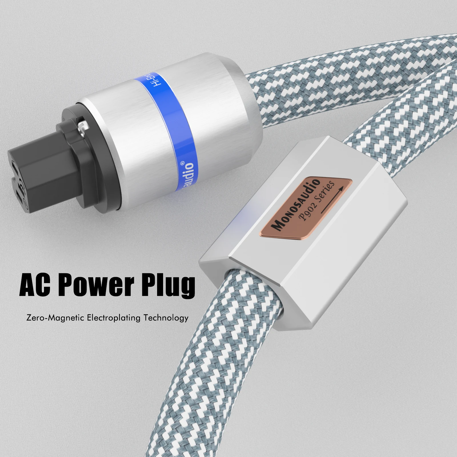 Hifi Monosaudio P902 5.5square EU/US/AU AC Power cord Cable With Rhodium Plated Plug Amplifier Filter Power Cable