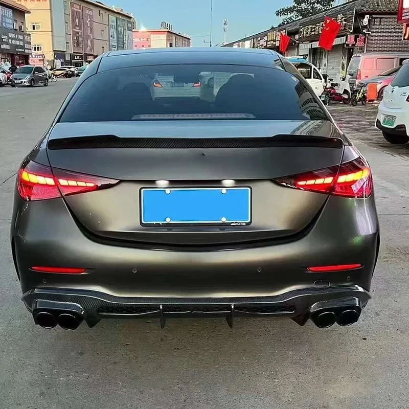 لمرسيدس بنز C الفئة W206 C43 C60 C200 C260 ألياف الكربون عودة الشفاه سيارة المصد الخلفي الناشر الخلفي الخائن سبويلر طقم الجسم