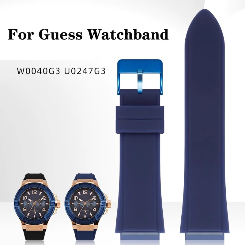 22MM Sweatproof Breathable Silicone Watchbands for Guess Watch W0247G3 W0040G3 W0040G7 Series Convex Interface Strap
