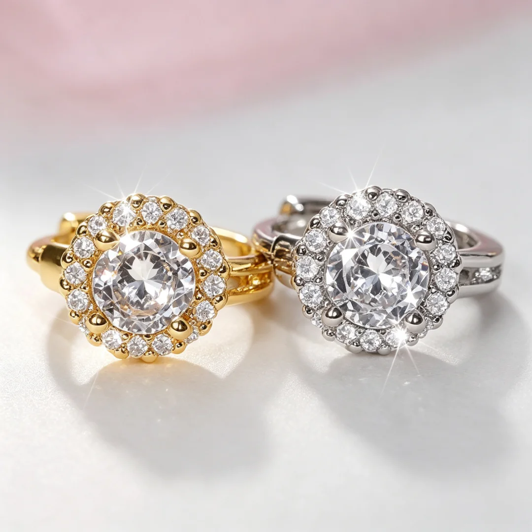 925 Sterling Silver Fashion Versatile Micro-set Zircon Full Diamond Ear Buckles & Hoops for Women