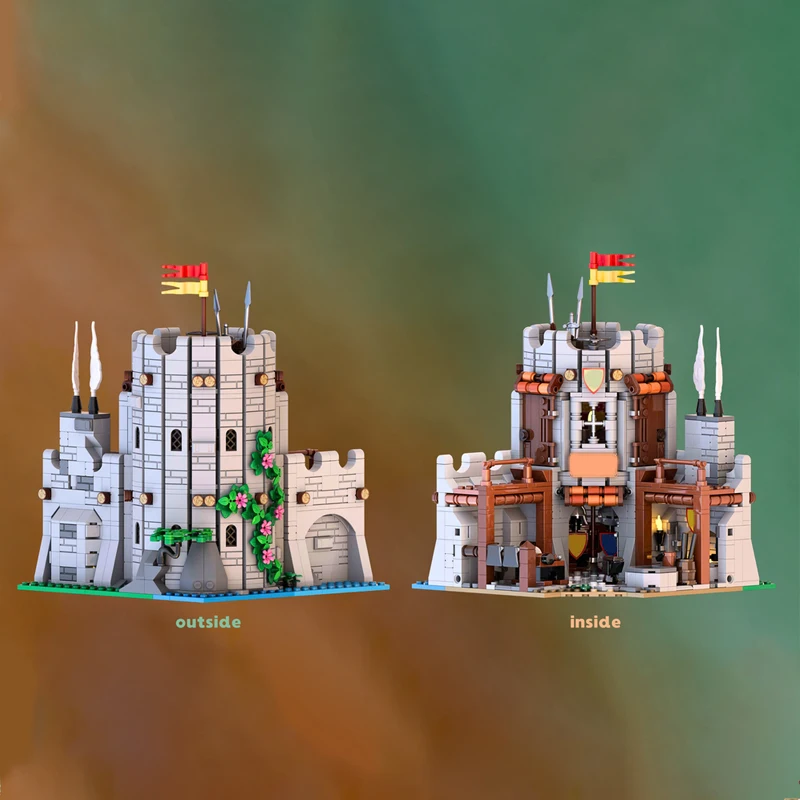 

1192 шт. MOC средневековый замок, строительный блок, модель охранника, башня, технический кирпич, набор для сборки «сделай сам», игрушки для детей, праздничные подарки