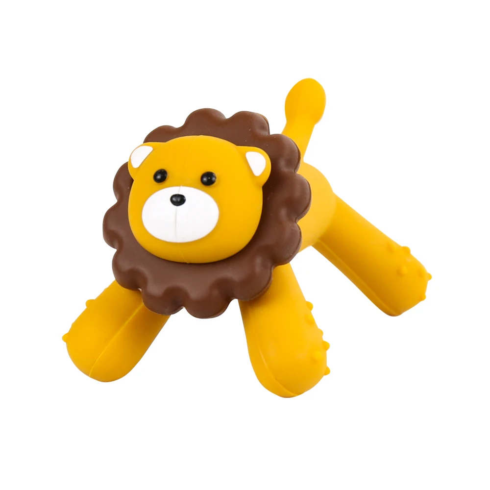 1PC Bee Lion Teether Glue Food Grade Anti-eating Hand Molar Stick Children Soothing Bite Teething Toy Set Baby Toys Kids Birthday Gift