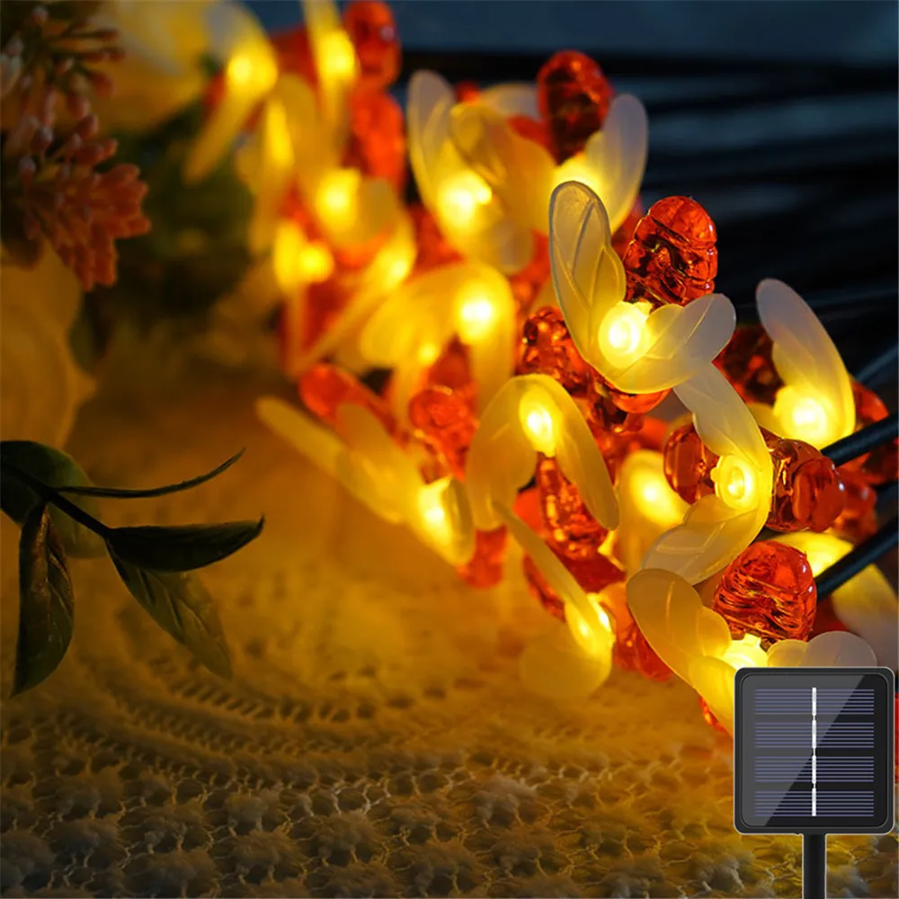 

Открытый Дом Сад Лето Свадьба Кемпинг Вечеринка Праздничное Рождественское Украшение 2025 Солнечная Лампа Фея Светодиодные Гирлянды Медоносные Пчелы