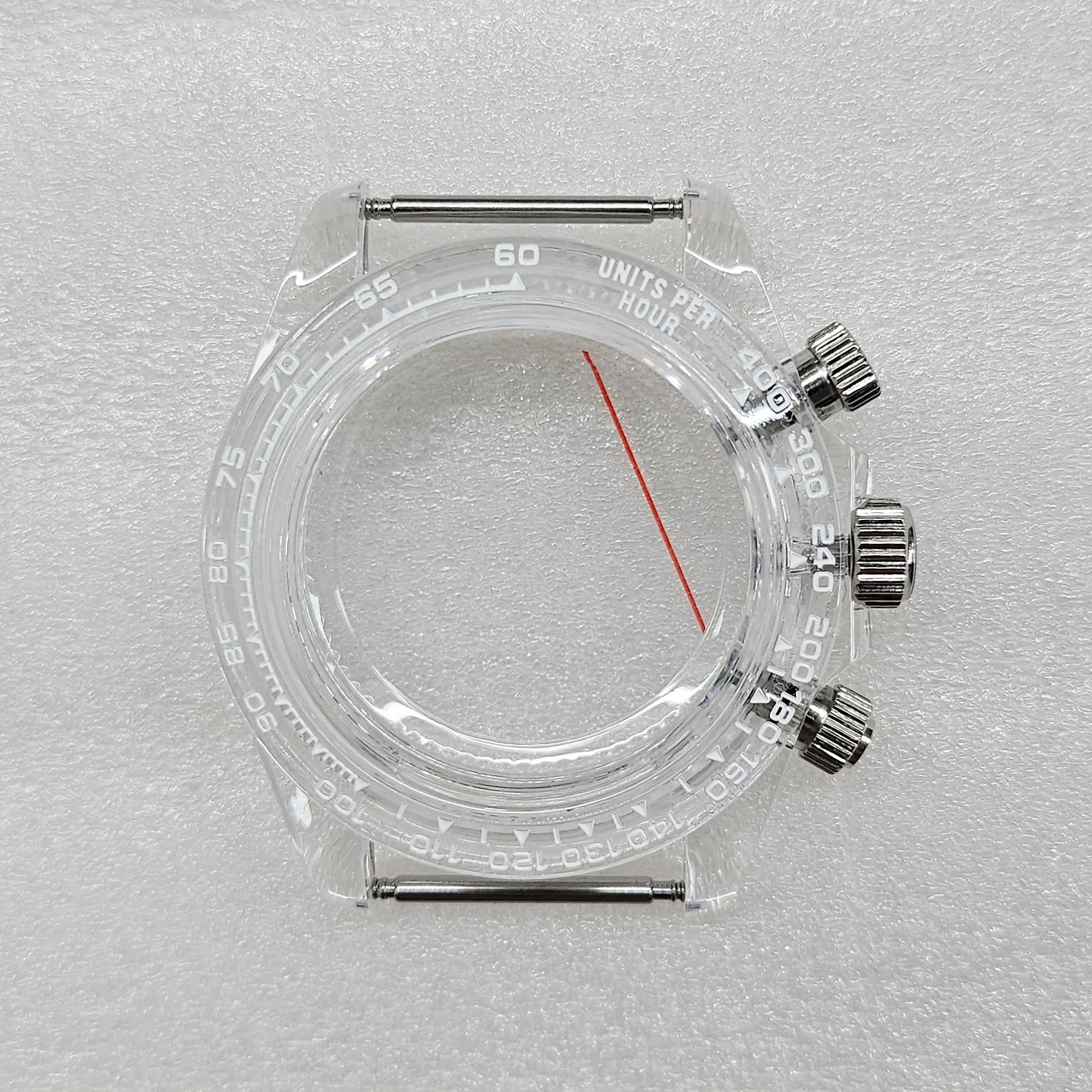 39mm Clear Case Set for Seiko VK63 - Acrylic Crystal & Full Case for Chronograph Assembly