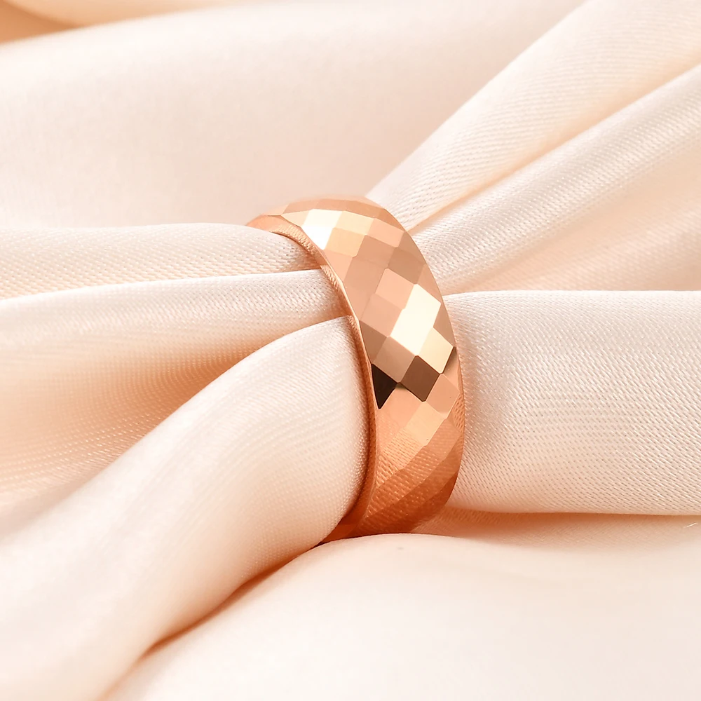 4MM/6MM Black Rose Gold Faceted Edge Dome Polished Tungsten Carbide Wedding Band Couple Rings for Women Men Size 5-12