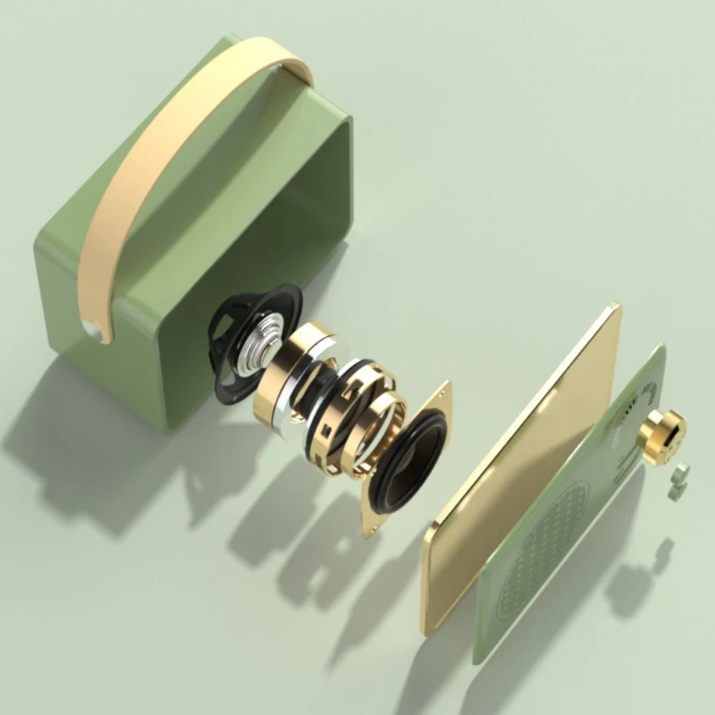 

Portable Retro Wireless Speaker with FM Radio, High-Quality Sound, Built-in Hanging Rope, Compact Design, Ideal for Outdoor Use,