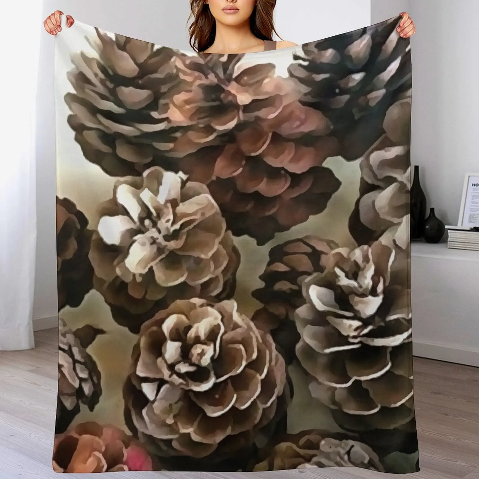 

Pine Cones Organic Christmas Ornaments Art Throw Blanket Soft Warm Blanket Gift for Men Women Adults