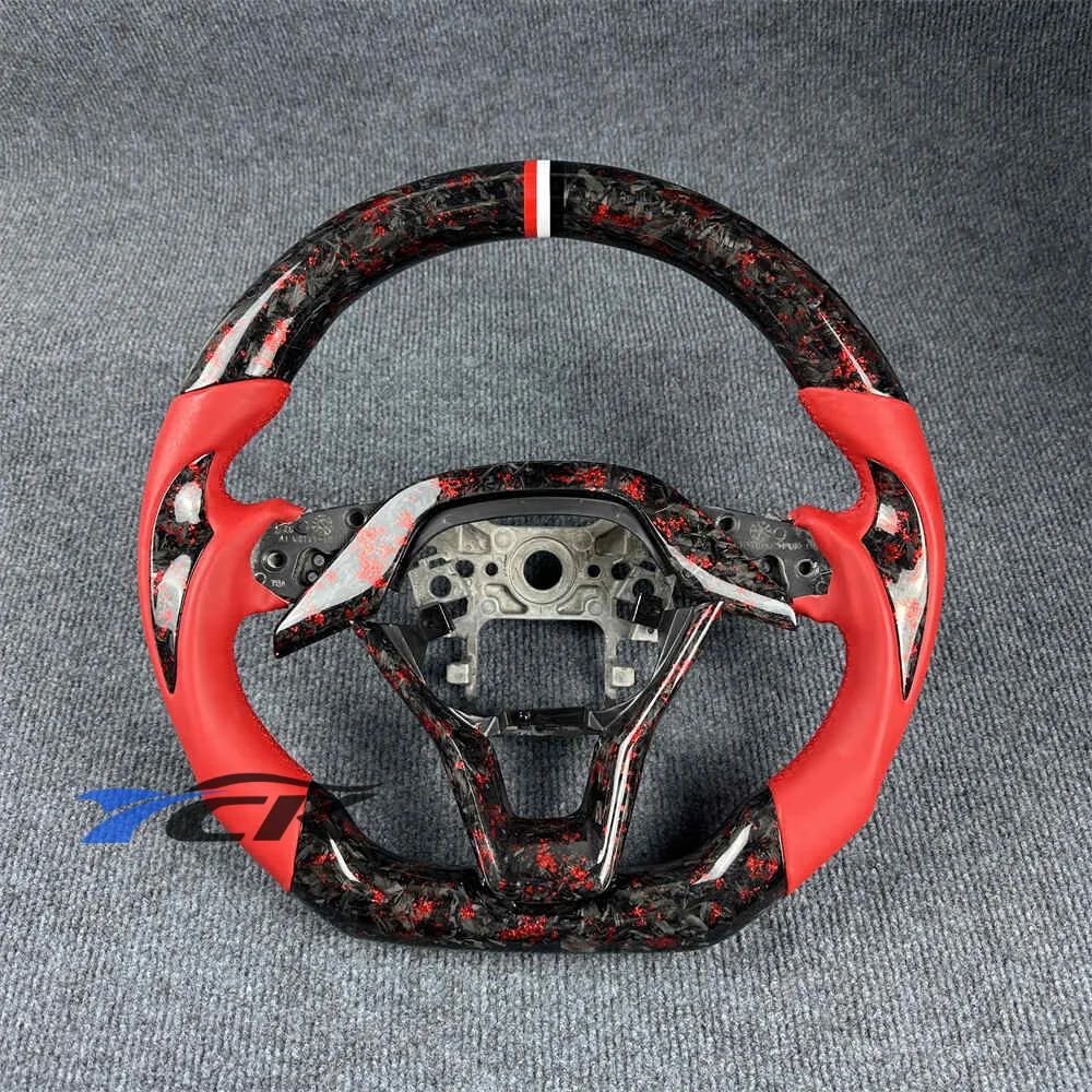 

Custom Steering Wheel for Honda Accord 2018 2019 2020 2021 2022 2023 Red Forged Carbon Fiber Red Leather car accessories