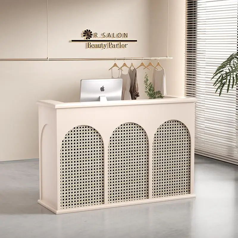 Houten koffie-receptiebalies L-vormige toonbankservice Modern design Receptiebalies Winkel Kassa Schreibtisch Kantoormeubilair