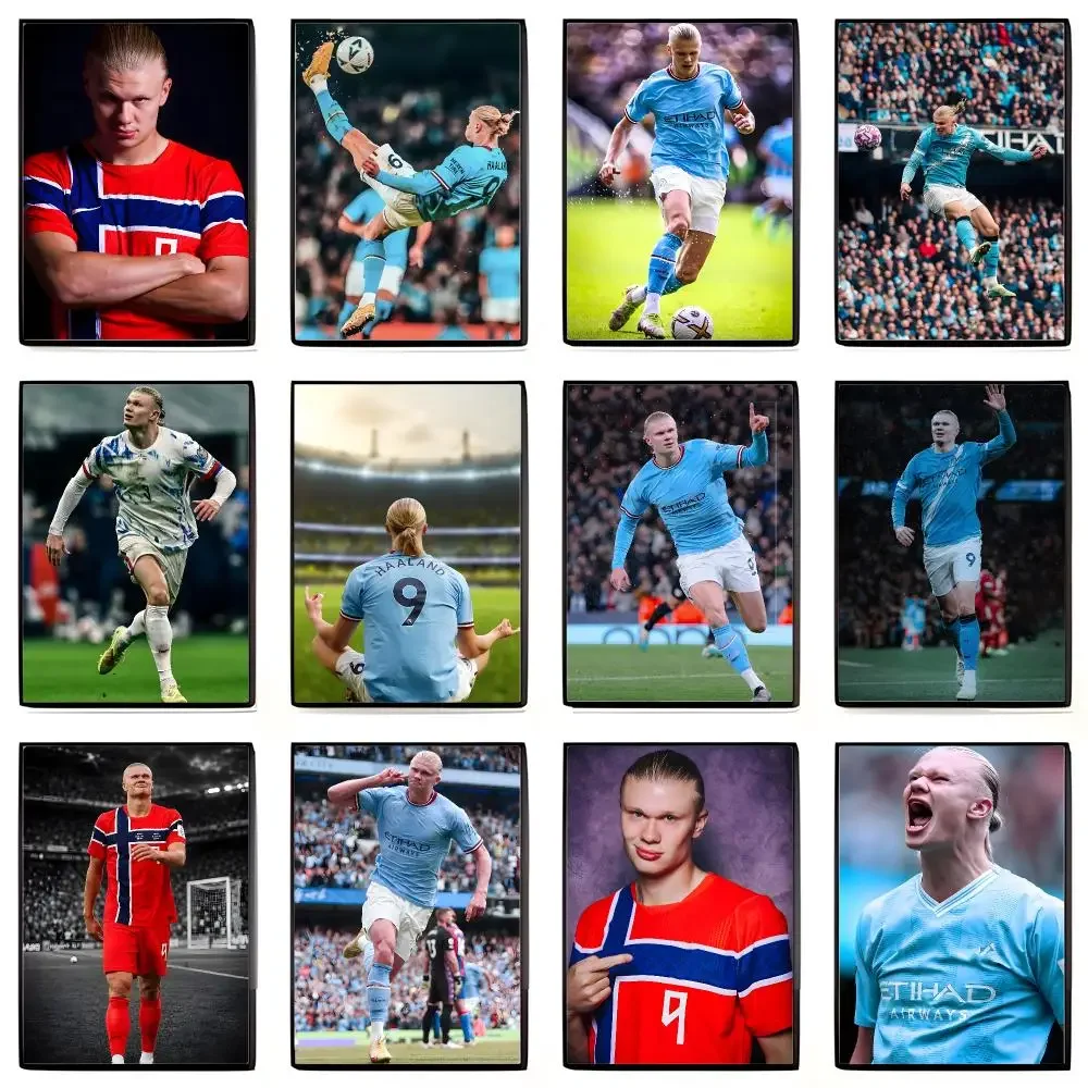 football striker Erling Haaland Poster High-definition Art Sticker Self Adhesive Waterproof Home Decoration