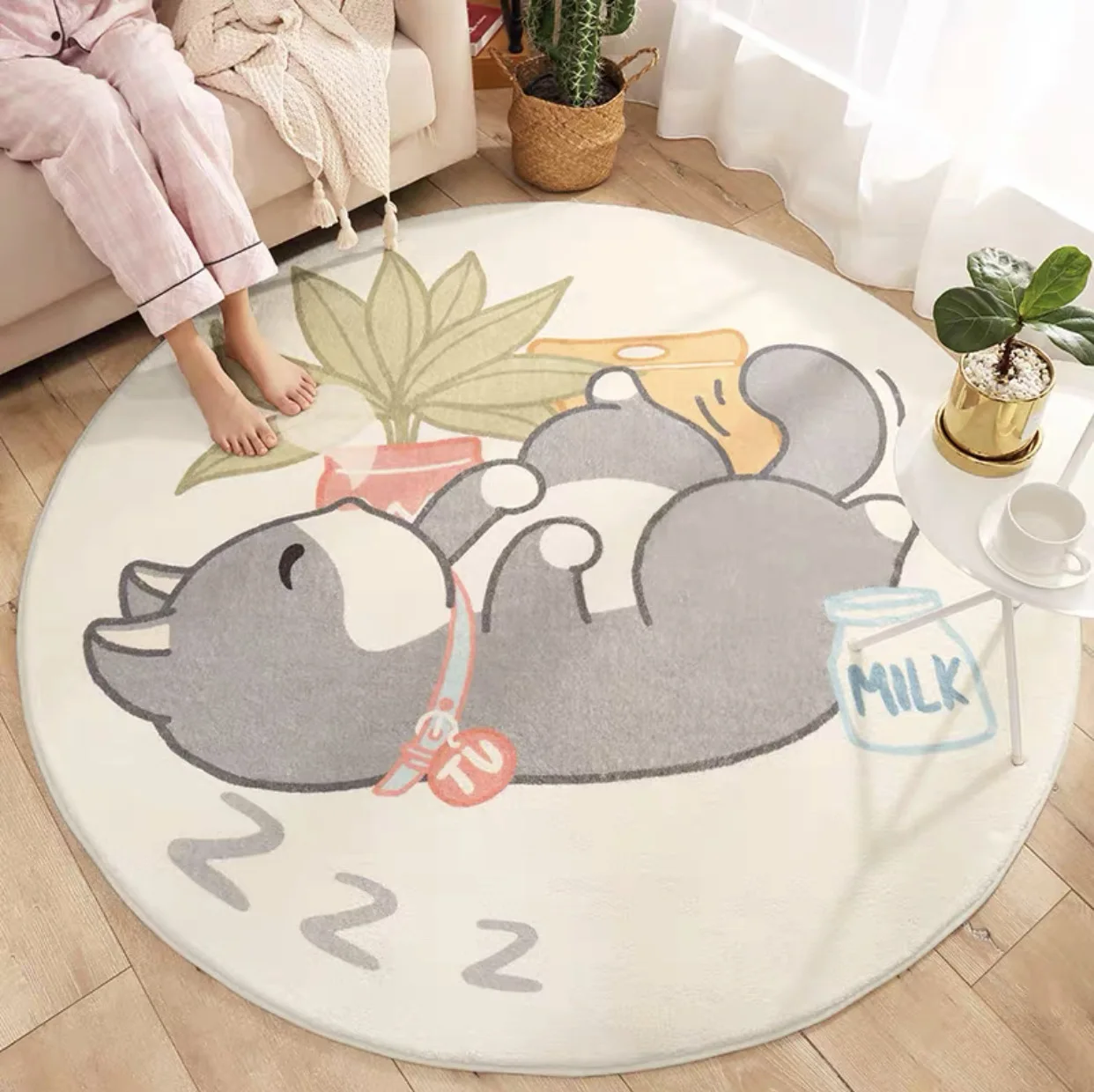 Modern Style Bedroom Decor Bedside Carpet Cartoon Children's Round Floor Mat Fluffy Soft Lounge Rug Large AreaThicken Plush Rugs