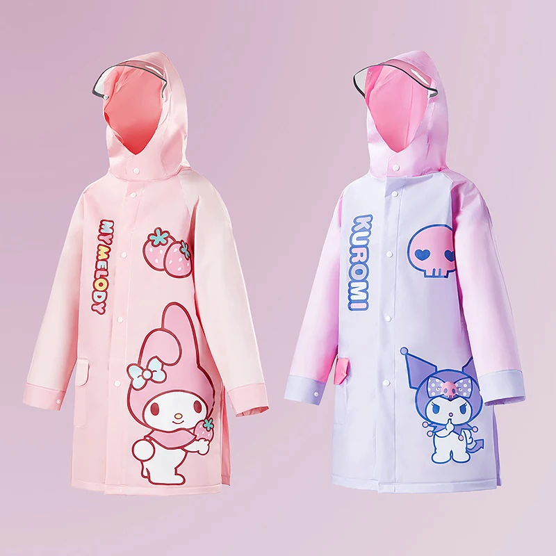 

Kawaii Sanrio аниме пончо дождевик мультфильм Hello Kitty Kuromi Cinnamoroll милый водонепроницаемый большой дождевик креативные подарки для девочек