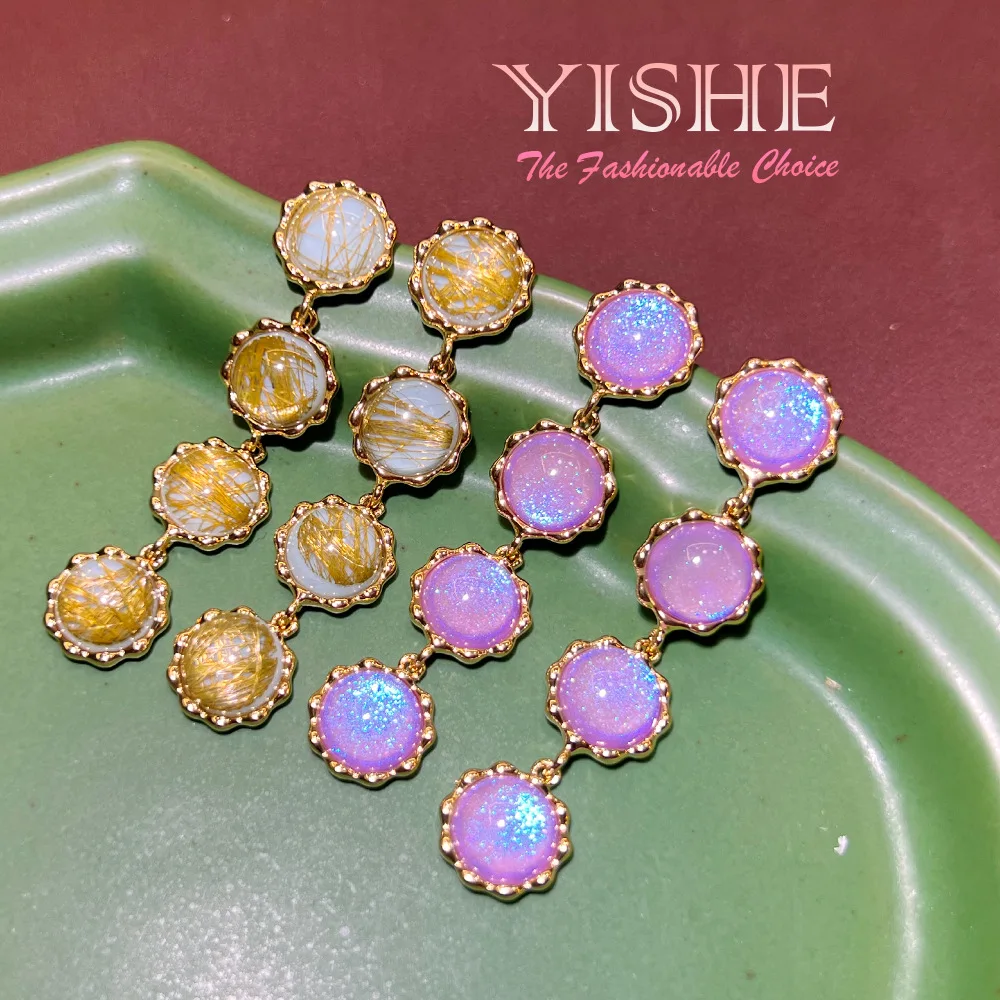 Medieval style colorful glazed fringed water drop earrings, retro court style vintage high-end temperament earrings batch