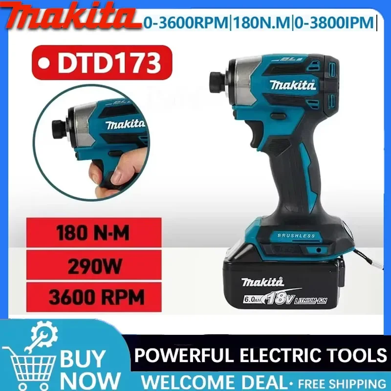 

Ударный шуруповерт Makita DTD171, бесщеточный, аккумуляторный, 18В, с двигателем BL, без АКБ и ЗУ, только инструмент
