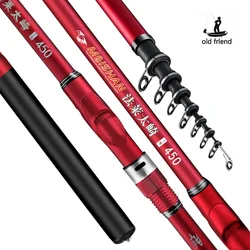 New carbon rock fishing rod 5.3M 6.0M ultra-light ultra-hard portable carp rod telescopic sea Fishing rod surfing rotating rod