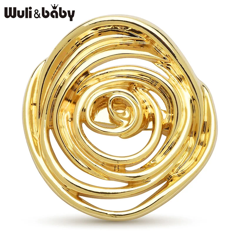 Wuli & baby broches de flor rosa estilo artístico de metal, broche de flores de 2 cores para roupas femininas, mochila, presentes