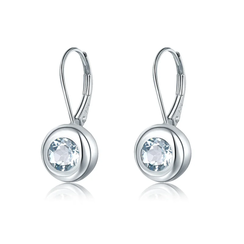 

Natural Aquamarine Women's Clip Drop Dangle Earrings Real Solid 925 Sterling