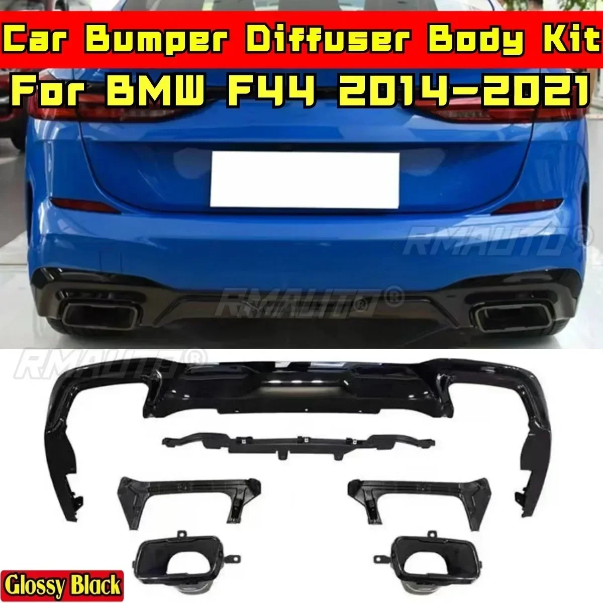 F44 Rear Bumper Diffuser Body Kit Glossy Black MP Style Rear Bumper Splitter Car Accessories For BMW F44 2014-2021 Body Kit