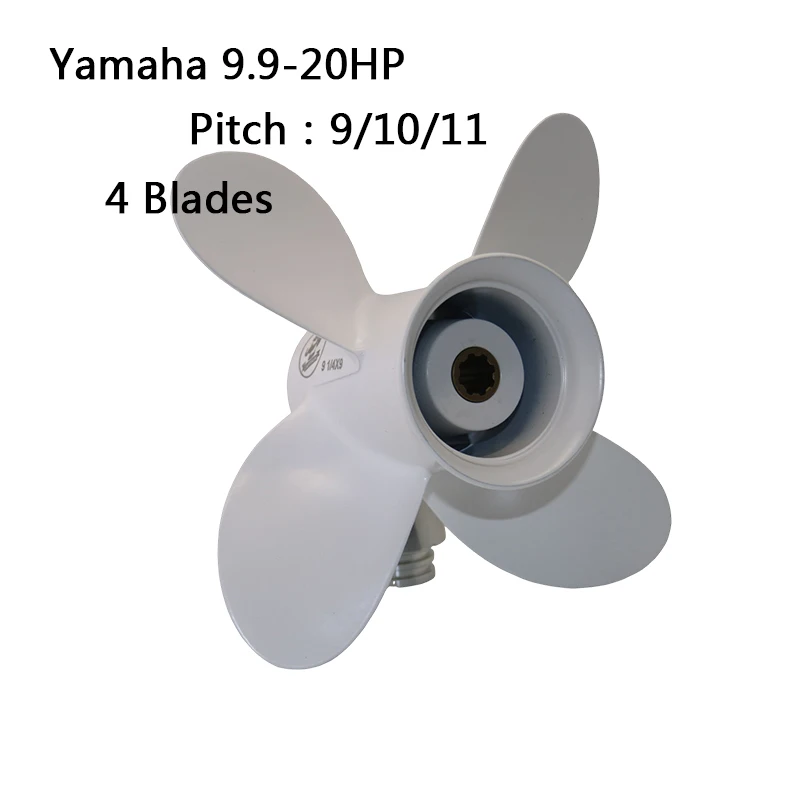 

BoatMan 4 Blades Aluminum Outboard Propeller For Yamaha 9 1/4x9/10/11 9.9-20HP 2/4 Stroke F9.9 F15 F20 8 Tooth Engine Part