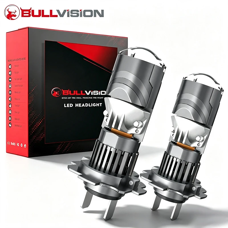 BULLVISION H7 H11 H4 LED Car Lights Canbus H8 H9 HB3 9005 9006 HB4 1:1 Mini Motorcycle Lamp Copper Tube Car Bulbs CSP Leds 12V