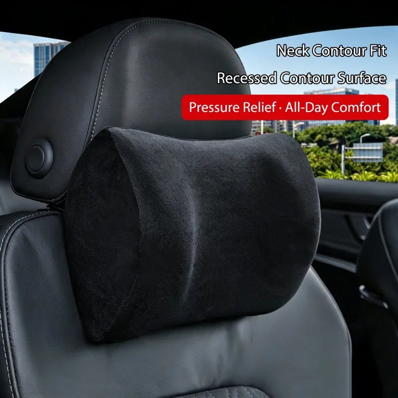 Suede Memory Foam Car Headrest Lumbar Support Cushion Comfort Breathable Car Seat Neck Waist Pillow Interior Accessories