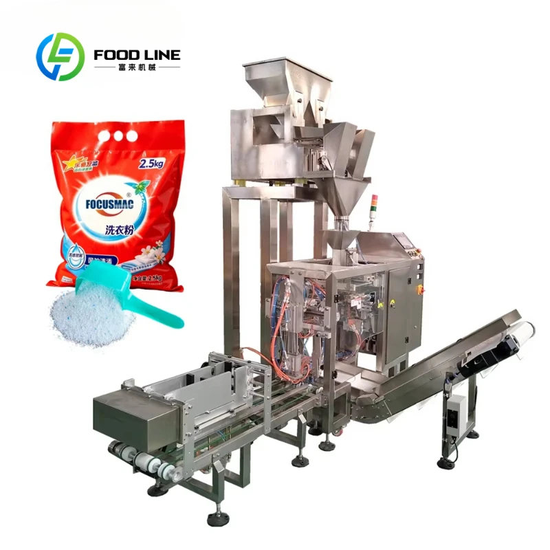 Customized 2.5kg Food Grade Detergent Powder Plastic Bags Packing Machine Hanging Hole Premade Pouch Filling Sealing Machine