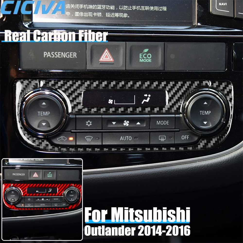 

Real Carbon Fiber Car Accessories Center Console Climate Decorative Cover Soft Sticker For Mitsubishi Outlander 2014 2015 2016