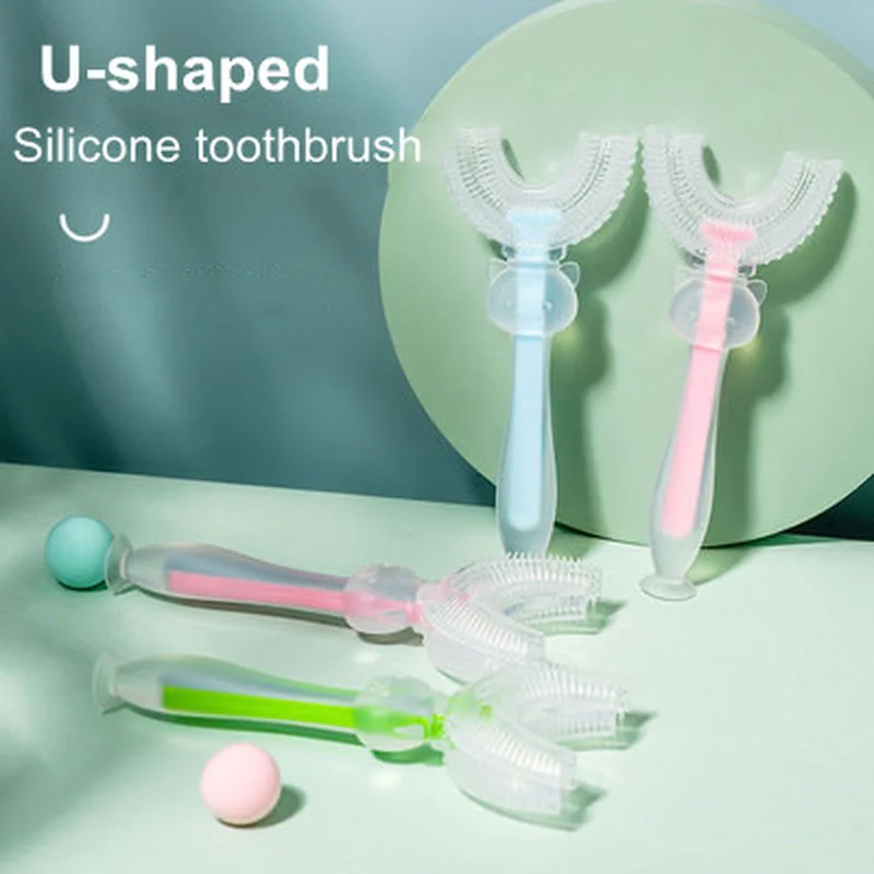 

Sdotter Kids Toothbrush U-Shape Infant Toothbrush with Handle Silicone Oral Care Cleaning Brush for Toddlers Ages 2-12 Hot Sale