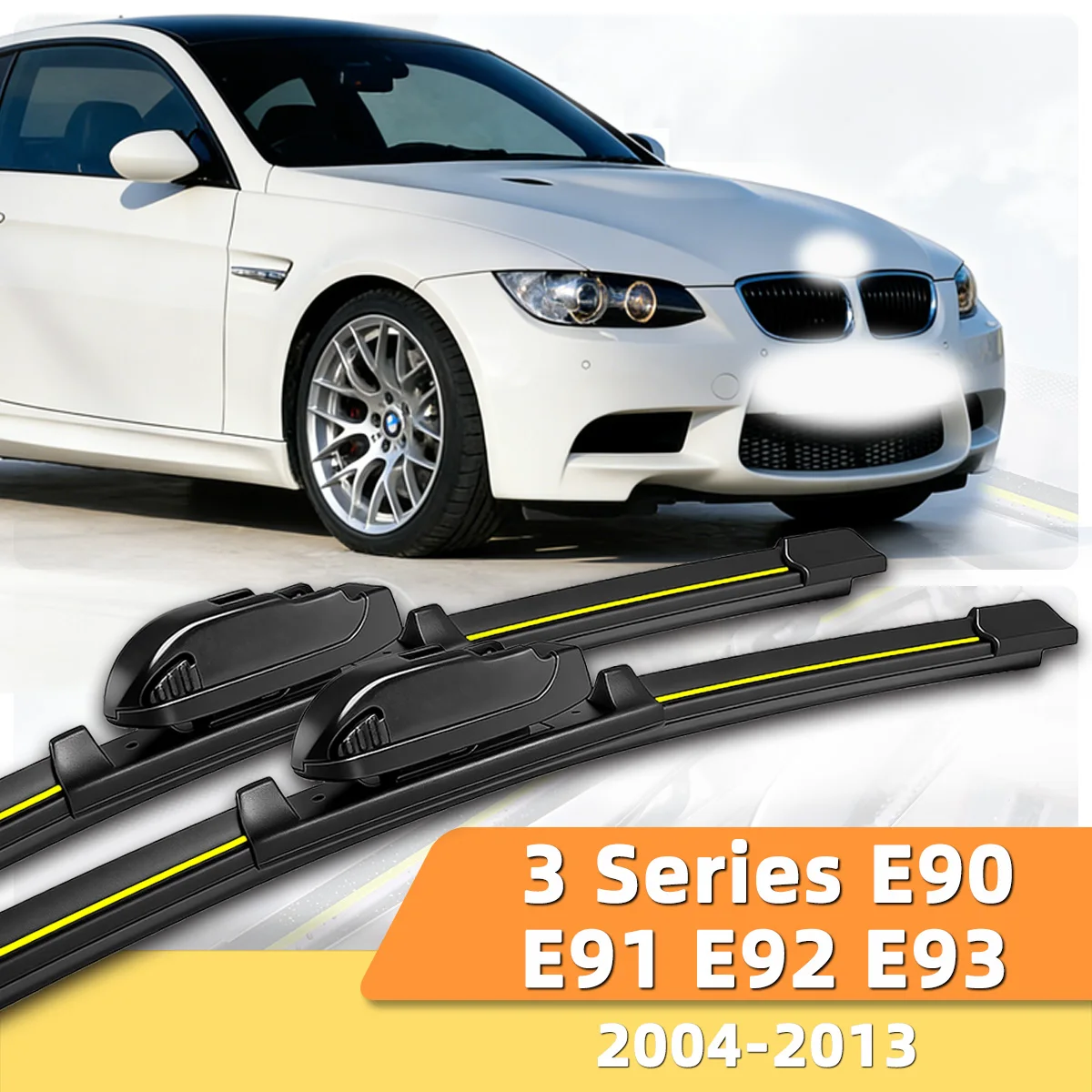 2 Stück Auto-Scheibenwischer passend für BMW 3er Serie E90 E91 E92 E93 (2004-2013) Scheibenwischer ohne Gestell, Frontwischer mit Naturkautschukstreifen