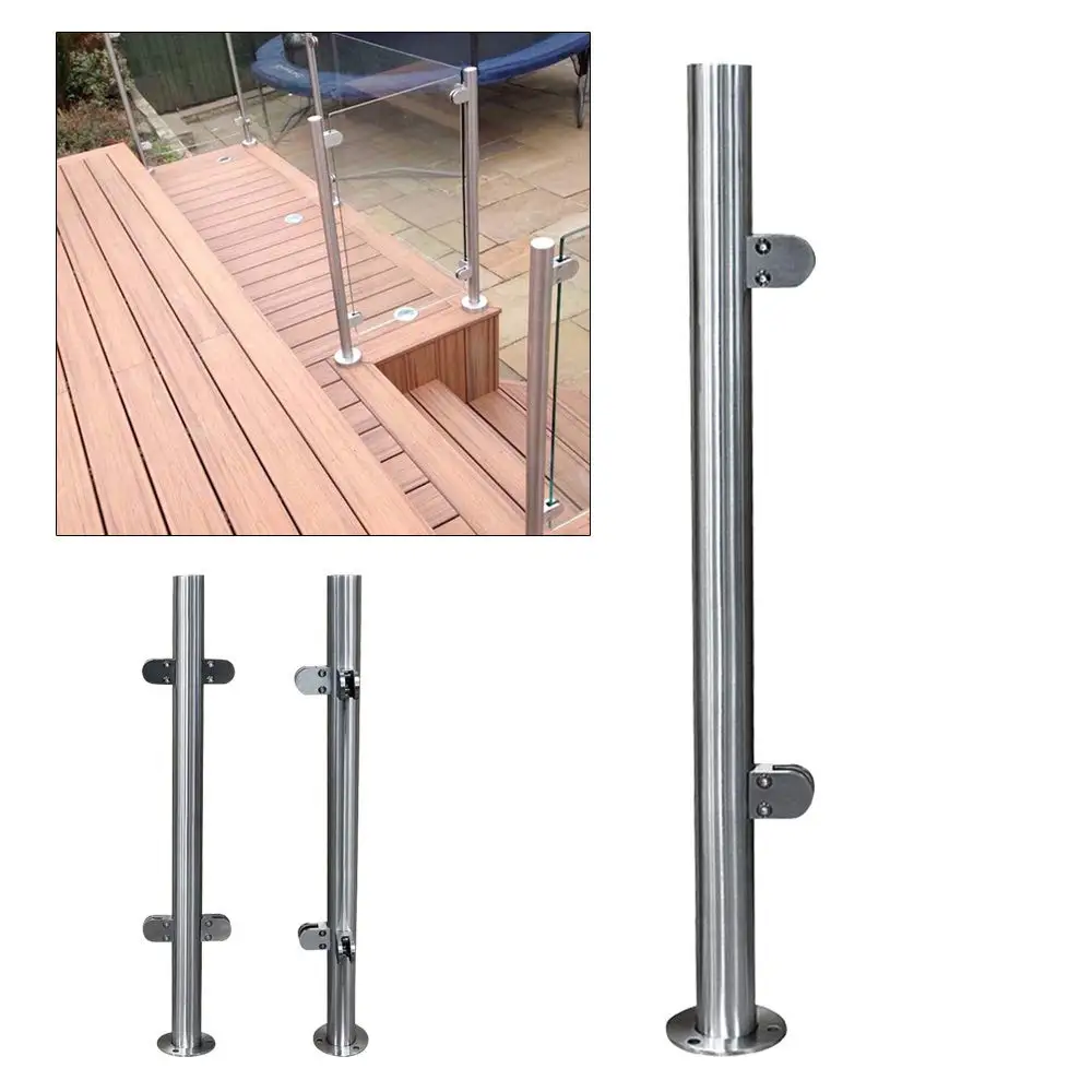 Glass Railing Post Glass Balustrade Railing Post 304 Stainless Steel Railing Fence Pole Handrail Garden Fencing 35 Inch End Post