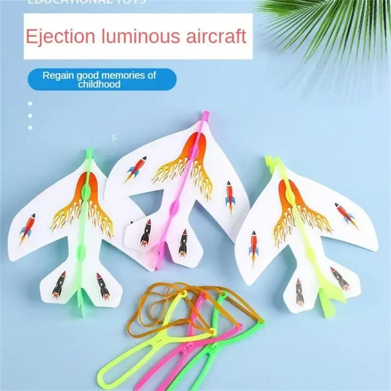 Outdoor Shining Rocket Flash LED Light Luminous Slingshot Bamboo Dragonfly Toys Shine Slingshot Elastic Children Toys