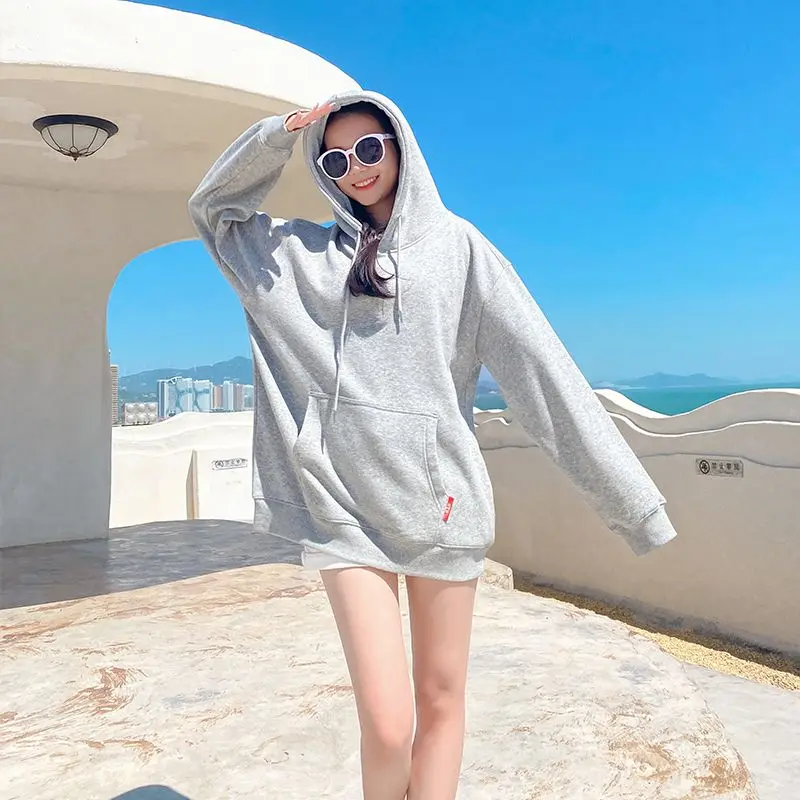 Pull à capuche Dopamine pour petite amie, robe ample pour sœurs de fête de groupe, couleur unie, ajusté au corps, pull confortable