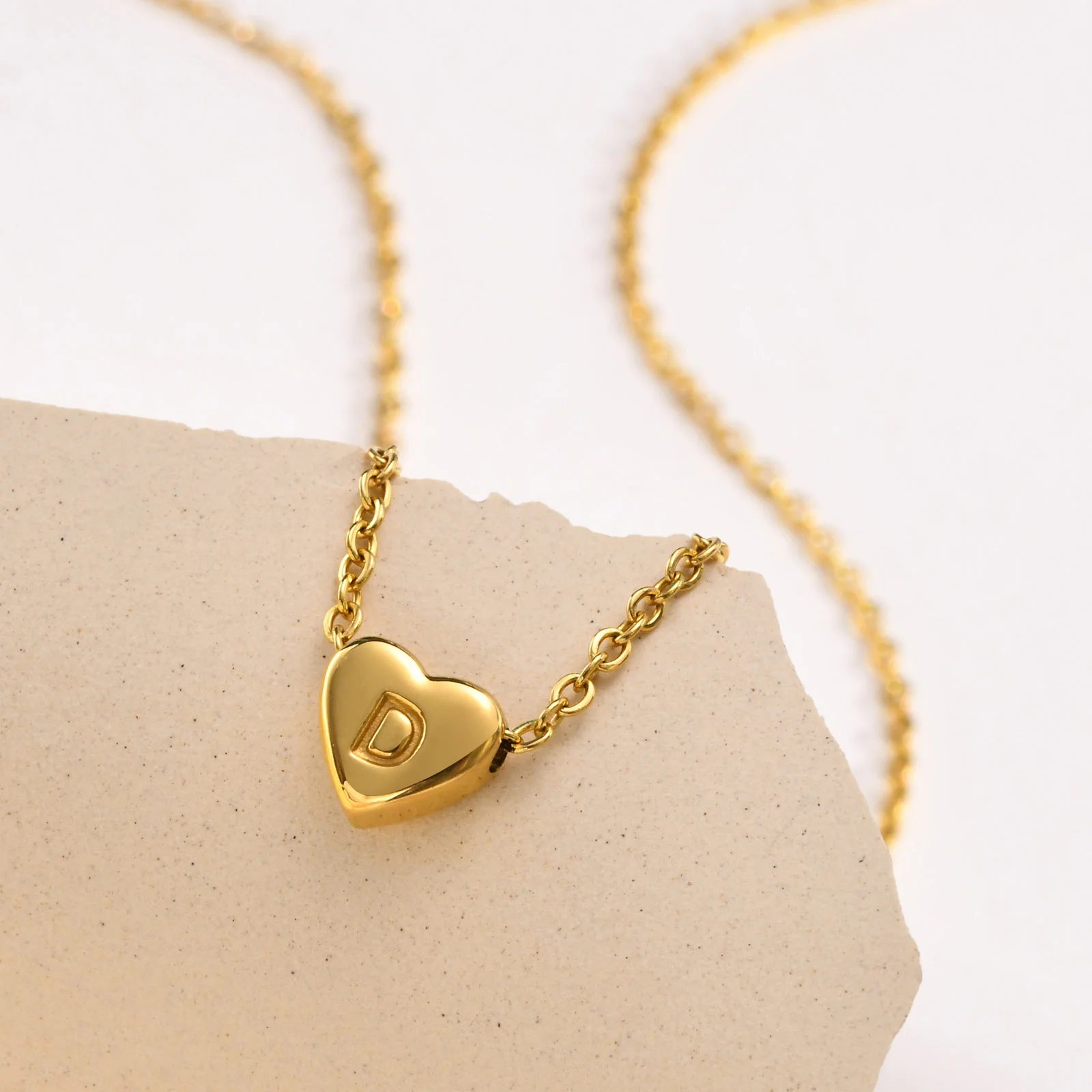Personalized Letter Heart Choker Necklace for Women, Alphabet Necklace Stainless Steel Stackable Girlfriend Gift