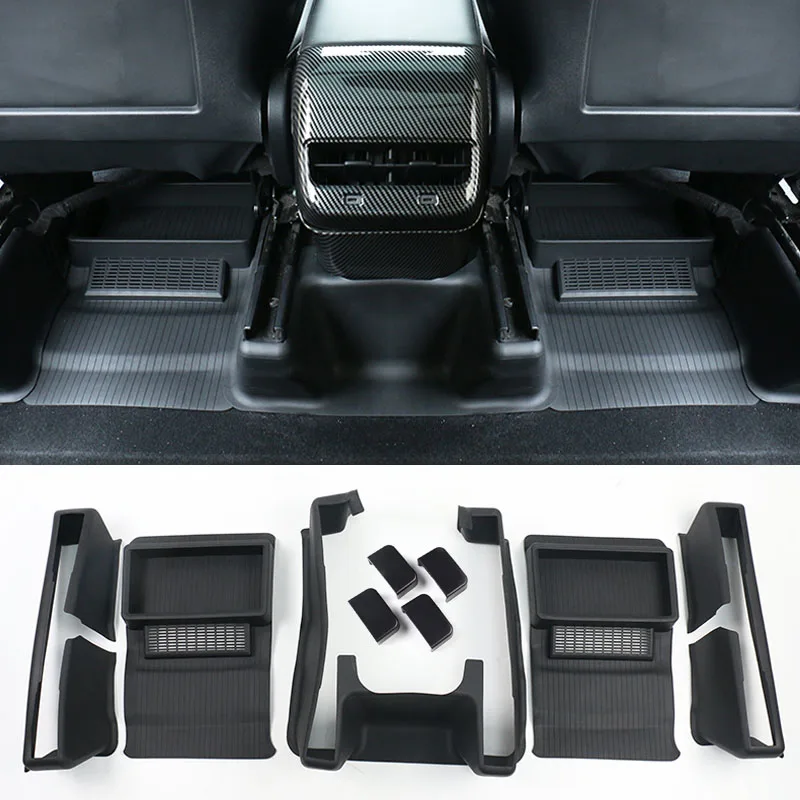 For Tesla Model Y 2022-2024 Accessori Under Seat Rail Track Cover Seat Glide Protector Anti-kick Pad Floor Carpet Anti-dust Kits