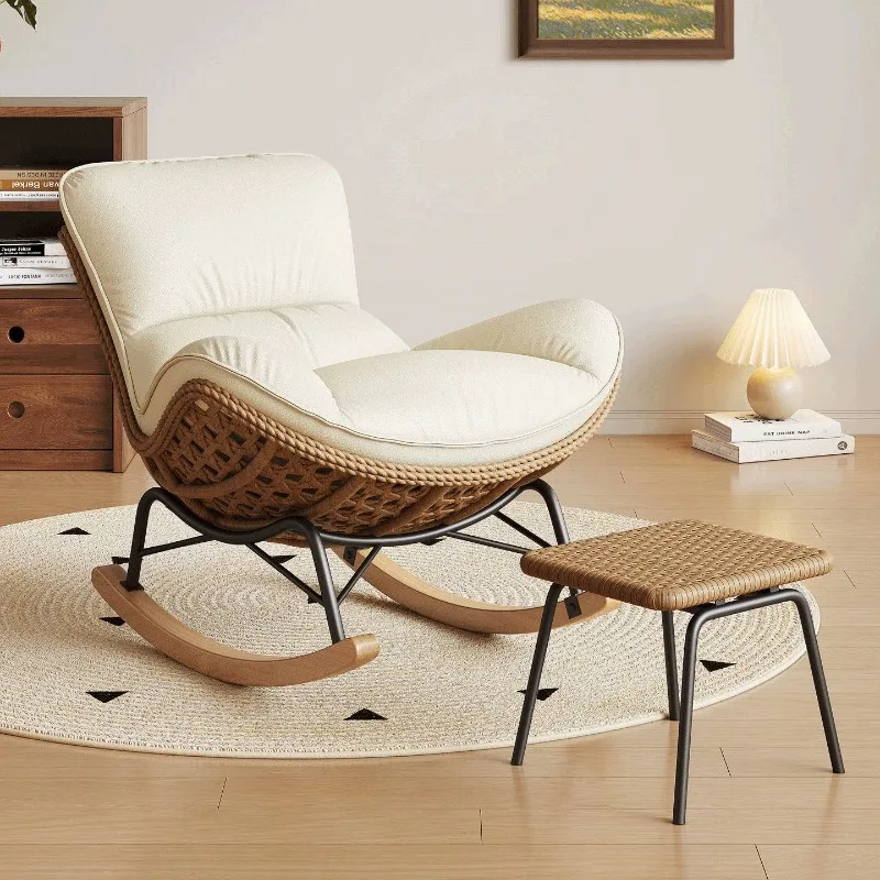Rattan rocking chair, household reclining sofa rocking chair, living room leisure sofa single sofa