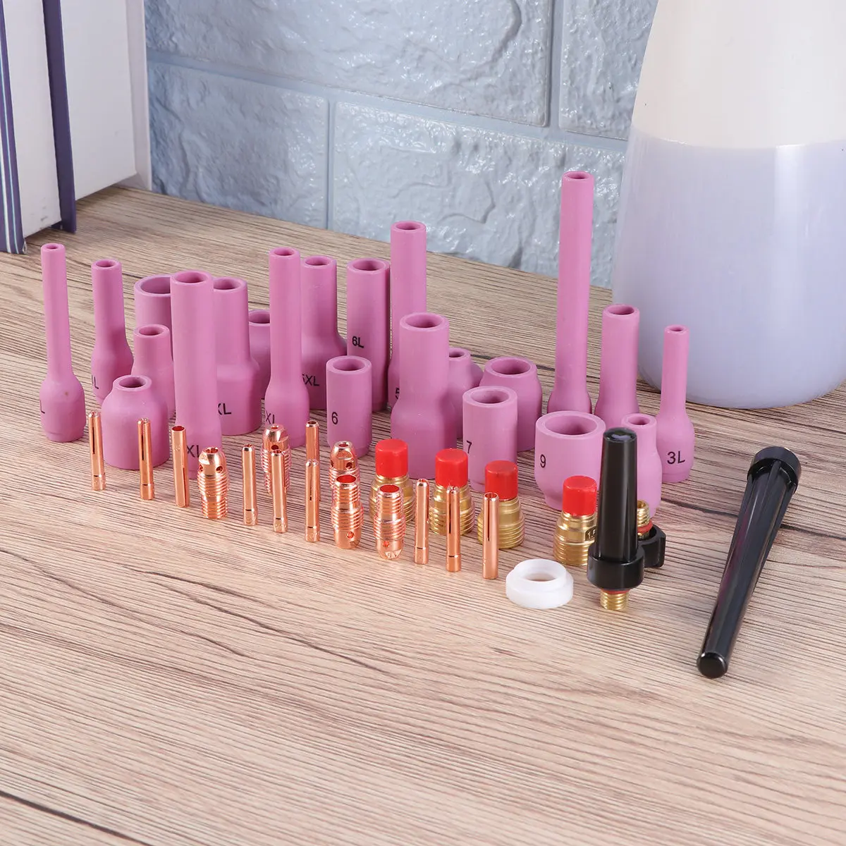 46Pcs Welding Torch Kit Tig Collet Body Assorted Size Parts Kit Compatible Wp17 Wp18 Wp26 Low Burn-Loss Long Service Life