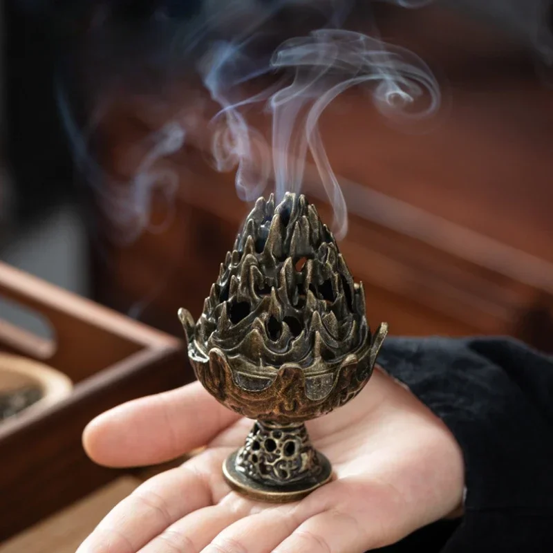 Incense Burner Sandalwood Burner Antique Decoration Mixed Natural Incense Rose Jasmine Lavender Osmanthus Sakura Smoke Cone