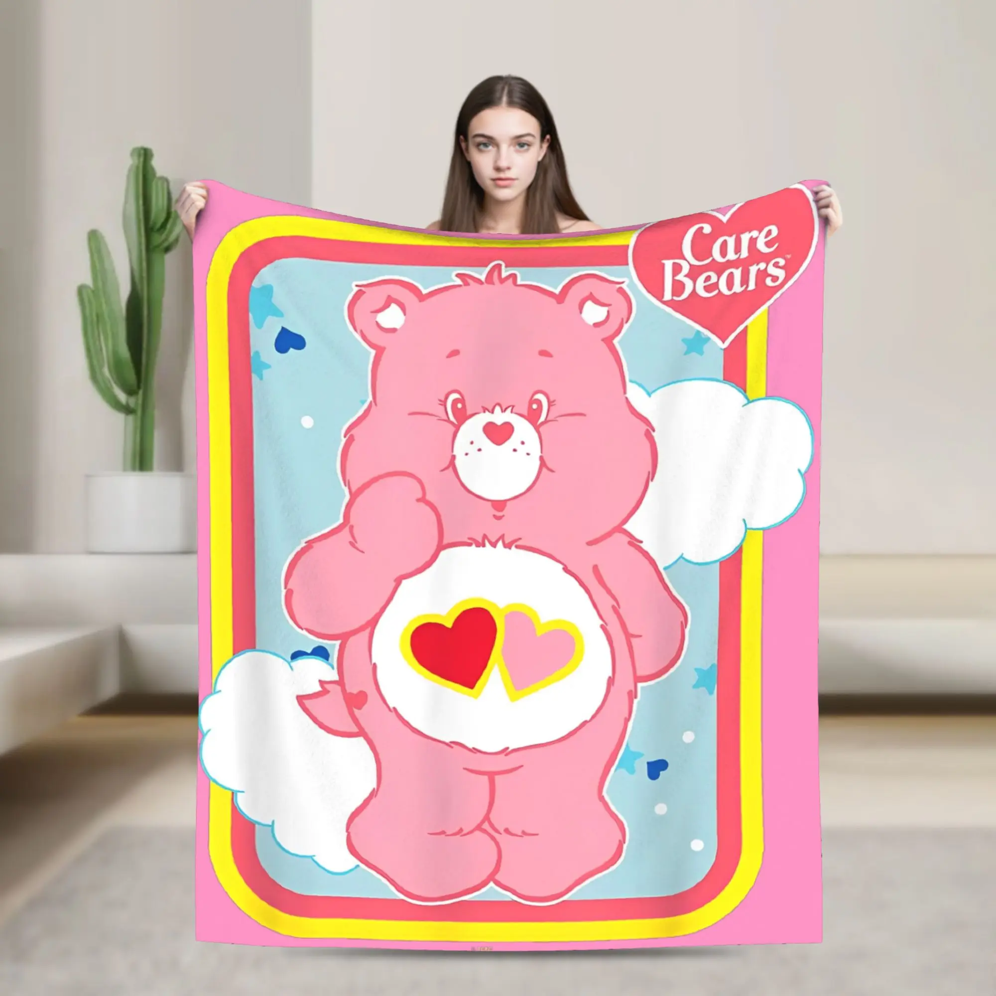

Одеяло с медведями Care Bears Love-a-Lot, плюшевое забавное мягкое одеяло для постельного белья, гостиной, зимы