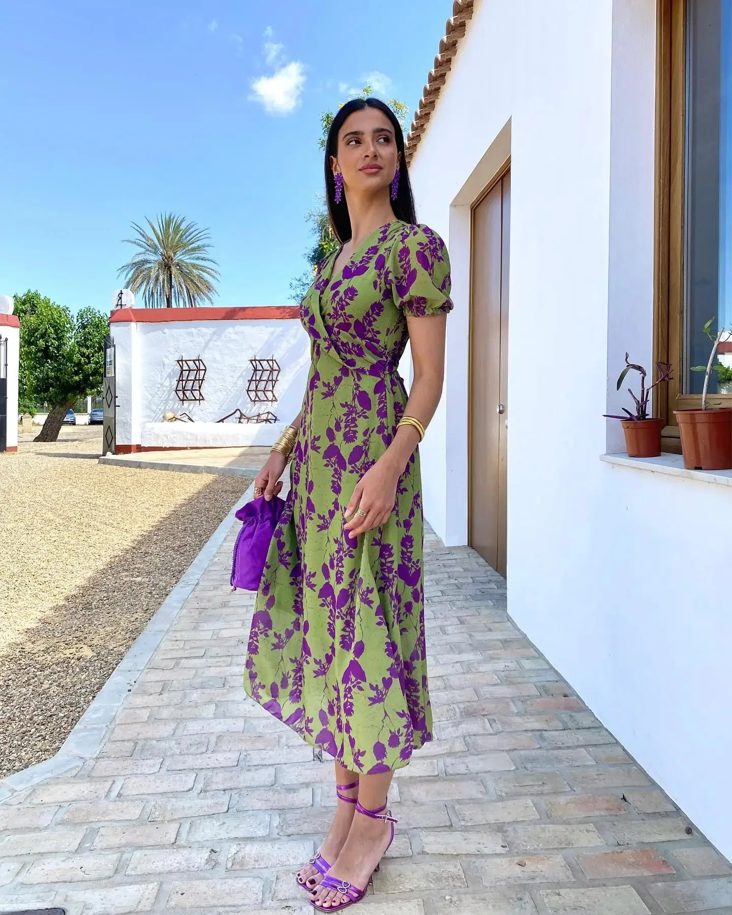 Summer Short Sleeve Print Long Dress Women Elegant Party Sexy Slim V Neck Green Dresses Elegantes Street Evening Vestidos