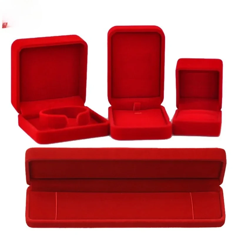 

Quality Wedding Jewelry Storage Case Amazing Red Velvet Ring Earrings Necklace Pendant Bracelet Storage Organizer Gift Box