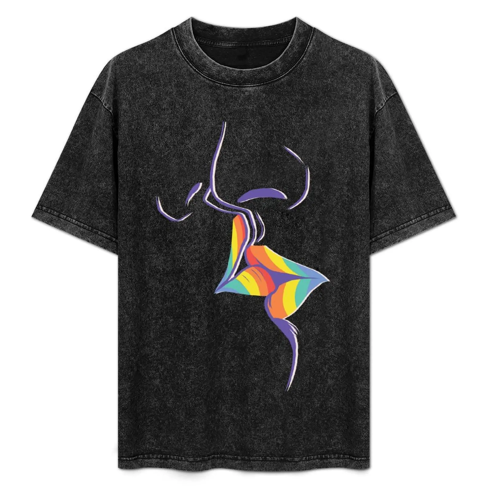 

RAINBOW KISS T-Shirt Daily Wear Plain Short Sleeve Shirt