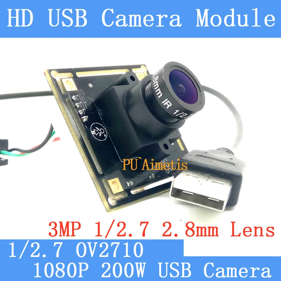 Industry CCTV Surveillance 1080P 2MP MJPEG 30fps High Speed 3MP 2.8mm 120degree Linux UVC Webcam USb Camera Module