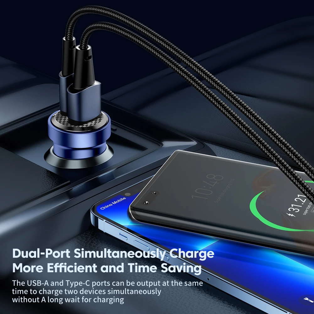 Toocki 45W USB Car Charger Type C Fast Charging Auto Mobile Phone Charger Adapter For iphone Samsung Huawei PD AFC SCP QC 3.0