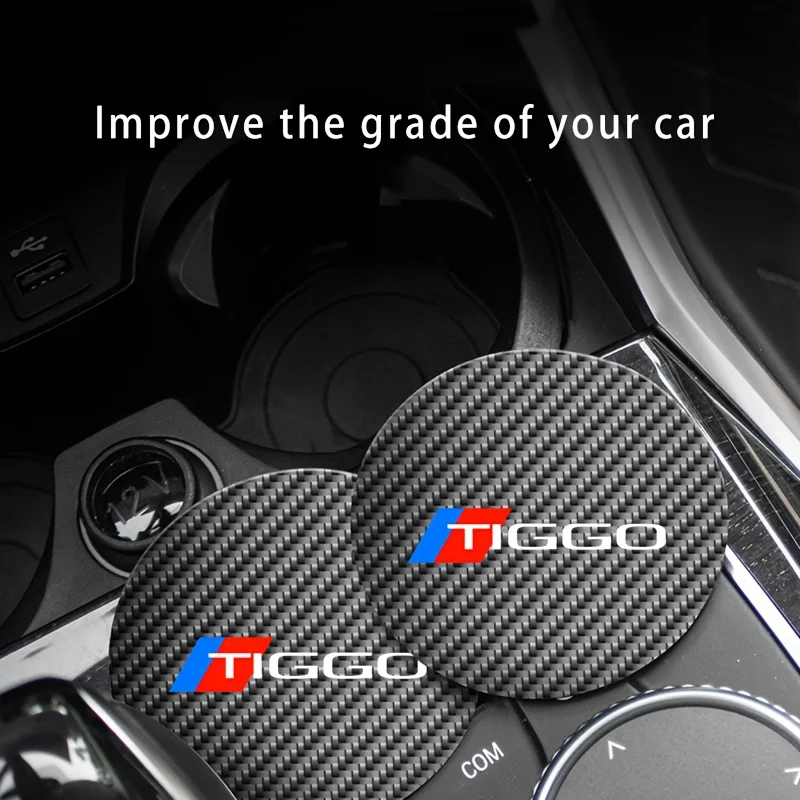 2pc Car Coaster Anti-Slip Water Cup Slot Pad Water Cup Mats for Chery Tiger 7 Pro Max Tiggo 8 Pro Max Tiger C5 5 7 8 PLUS