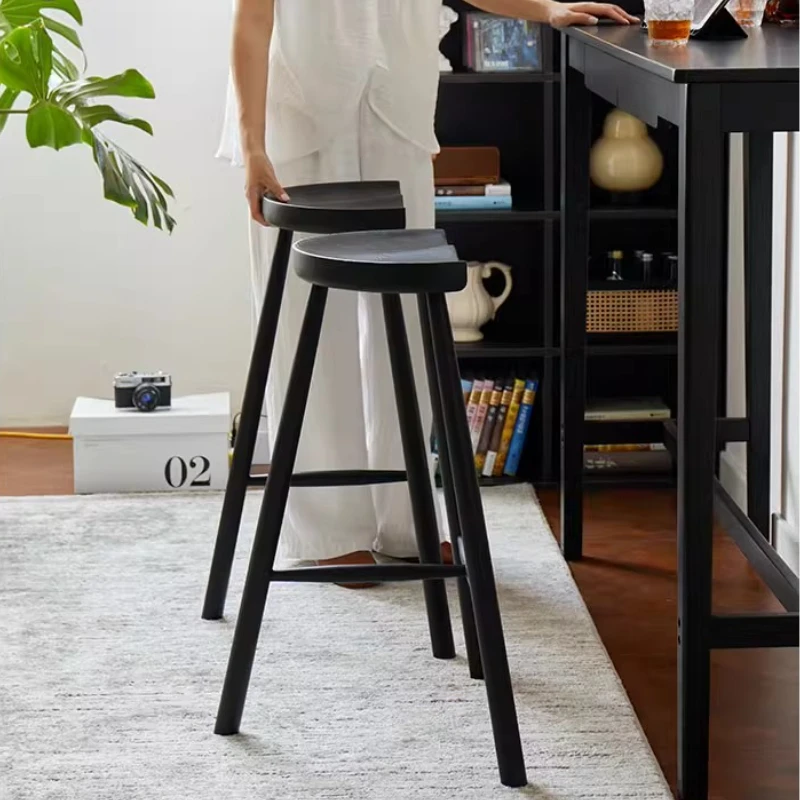 

Nordic Modern Designer Bar Stool for Kitchen Island Solid Wood Cafe Chair Curved Seating Surface Counter Stool for Restaurant