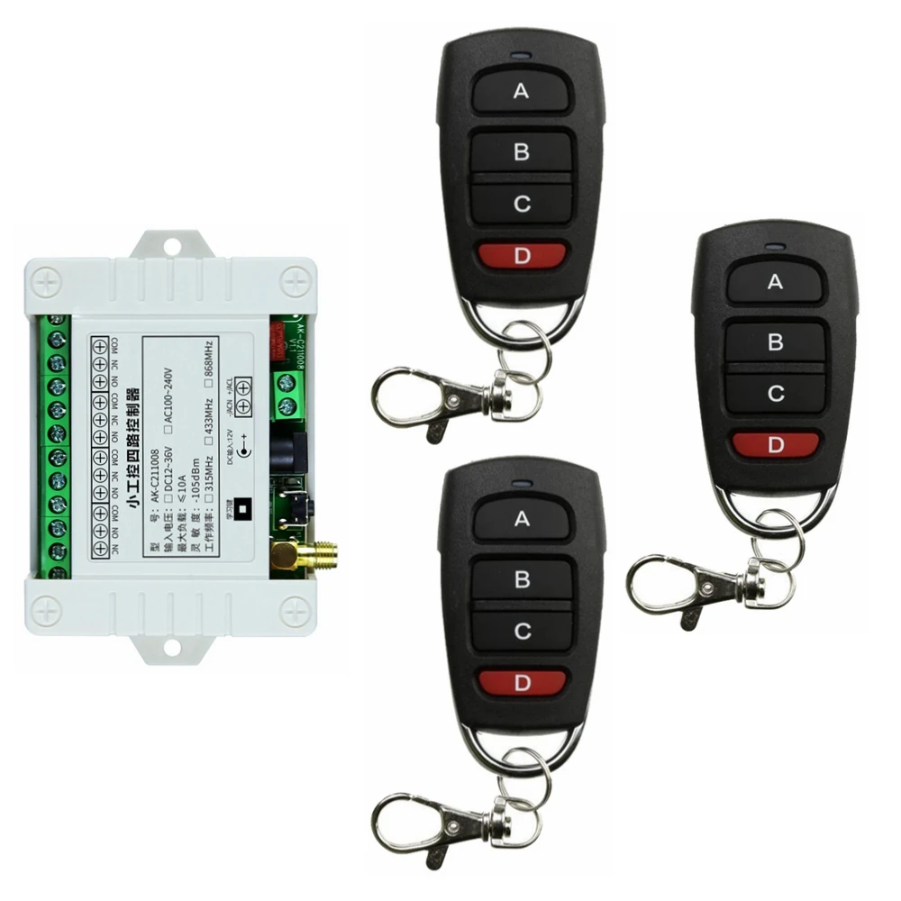 

433MHz DC Controller 12V~36V RF 4CH Repeater 4-Channel Receiver. Used For Lighting, Motor, Solenoid Valve, Security Monitoring