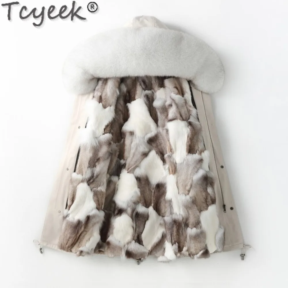 Real Tcyeek Parka 2024 Winter Jackets for Women Warm Fox Collar Fashion Over Knee Coat Woman Clothing Fur Detachable